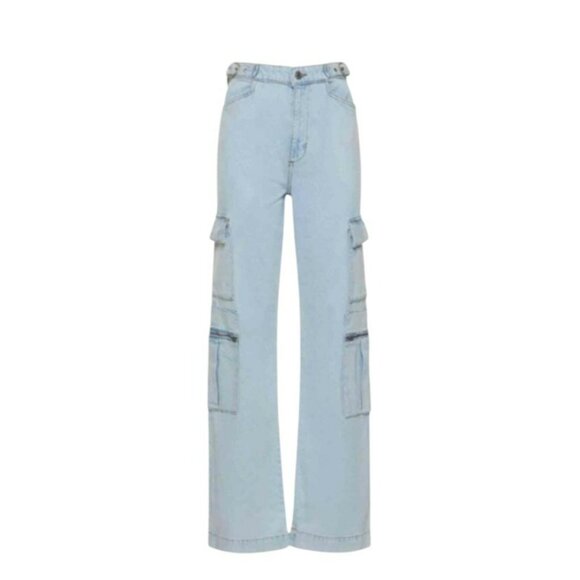 WeWoreWhat Light Wash Utility Straight Jeans NWT Sz 24 Denim Cargo Pants - Picture 1 of 10